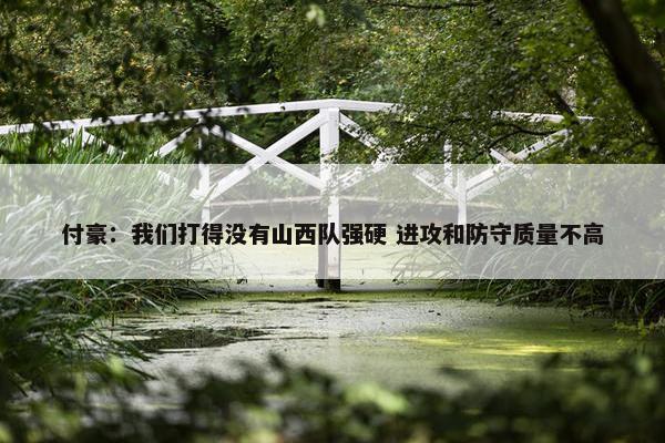 付豪：我们打得没有山西队强硬 进攻和防守质量不高