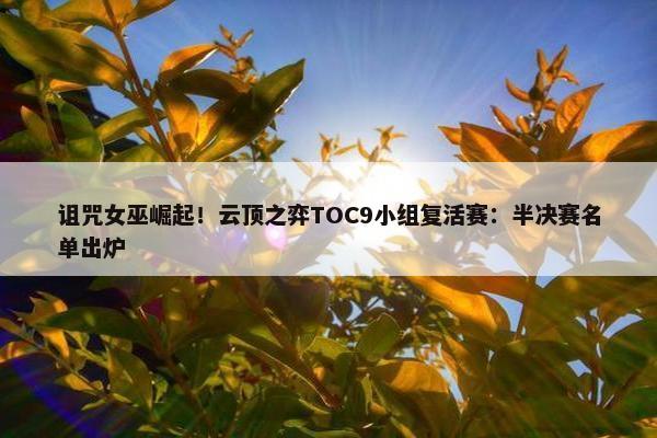 诅咒女巫崛起！云顶之弈TOC9小组复活赛：半决赛名单出炉