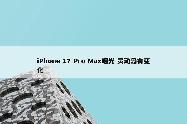 iPhone 17 Pro Max曝光 灵动岛有变化