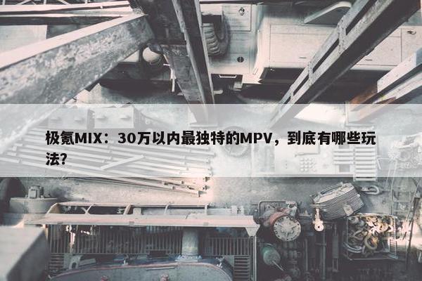 极氪MIX：30万以内最独特的MPV，到底有哪些玩法？