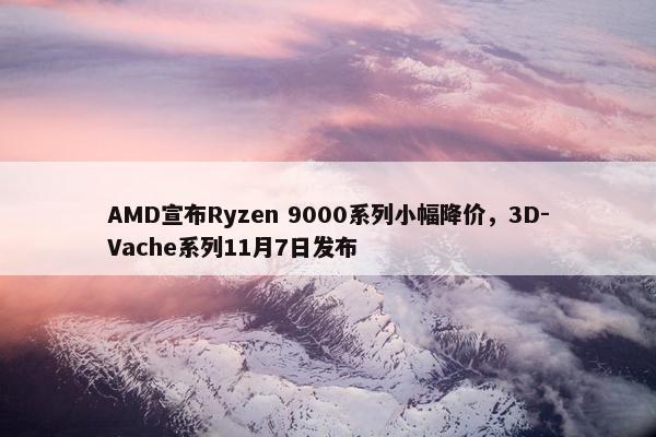 AMD宣布Ryzen 9000系列小幅降价，3D-Vache系列11月7日发布