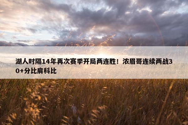 湖人时隔14年再次赛季开局两连胜！浓眉哥连续两战30+分比肩科比