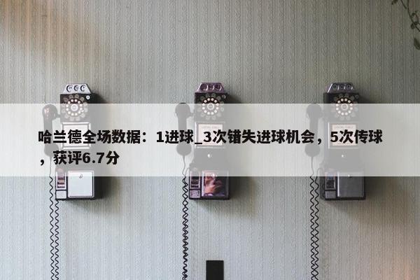 哈兰德全场数据：1进球_3次错失进球机会，5次传球，获评6.7分