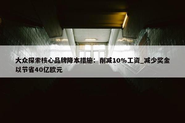 大众探索核心品牌降本措施：削减10%工资_减少奖金以节省40亿欧元