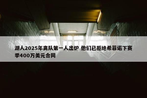 湖人2025年离队第一人出炉 他们已拒绝希菲诺下赛季400万美元合同