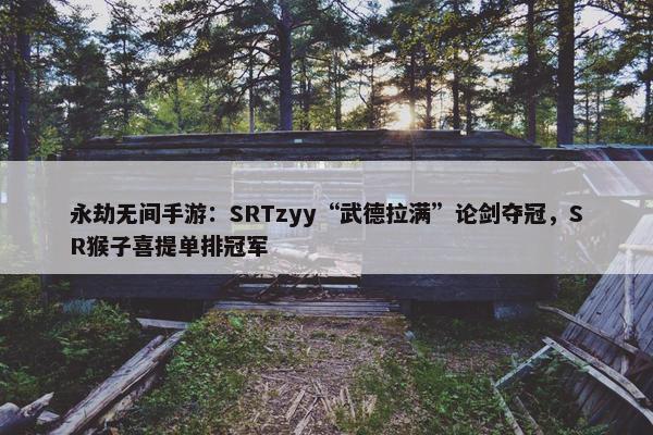 永劫无间手游：SRTzyy“武德拉满”论剑夺冠，SR猴子喜提单排冠军