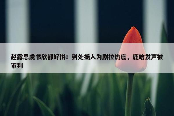 赵露思虞书欣都好拼！到处摇人为剧拉热度，鹿晗发声被审判