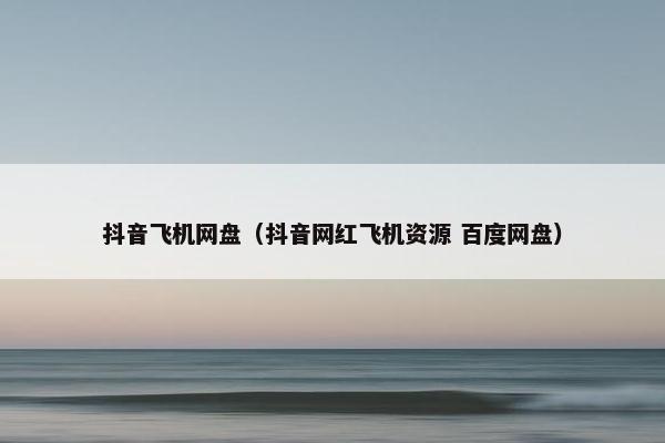 抖音飞机网盘（抖音网红飞机资源 百度网盘）