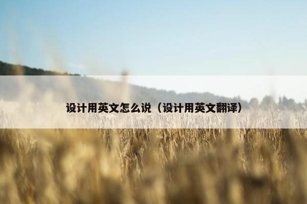 设计用英文怎么说（设计用英文翻译）