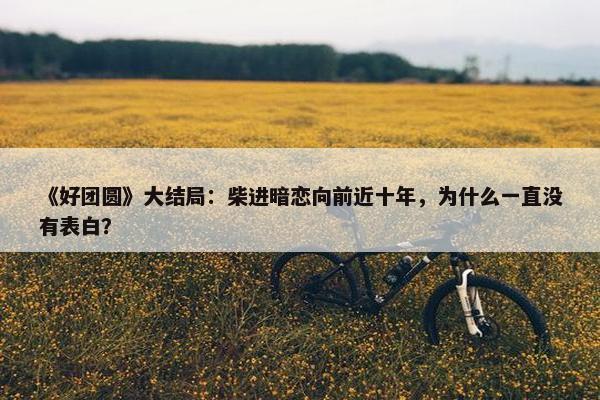 《好团圆》大结局：柴进暗恋向前近十年，为什么一直没有表白？