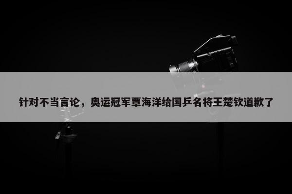 针对不当言论，奥运冠军覃海洋给国乒名将王楚钦道歉了