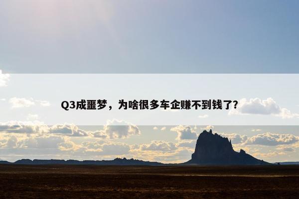 Q3成噩梦，为啥很多车企赚不到钱了？