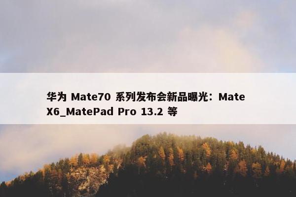 华为 Mate70 系列发布会新品曝光：Mate X6_MatePad Pro 13.2 等