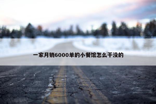 一家月销6000单的小餐馆怎么干没的