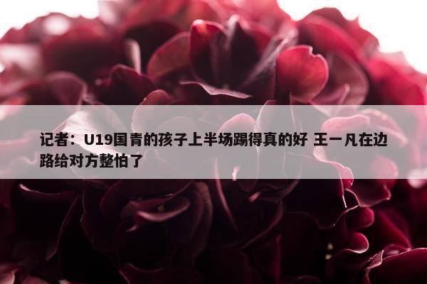 记者：U19国青的孩子上半场踢得真的好 王一凡在边路给对方整怕了