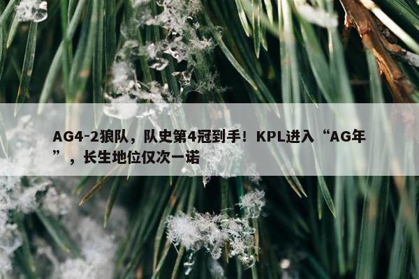 AG4-2狼队，队史第4冠到手！KPL进入“AG年”，长生地位仅次一诺