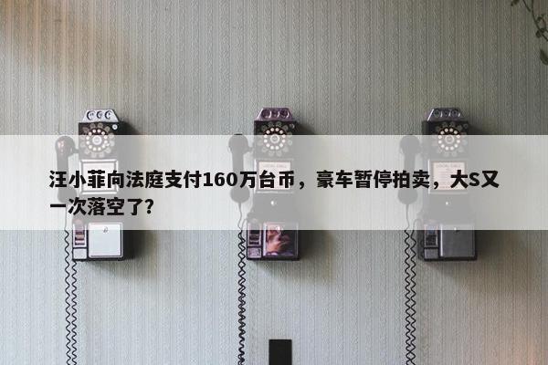 汪小菲向法庭支付160万台币，豪车暂停拍卖，大S又一次落空了？