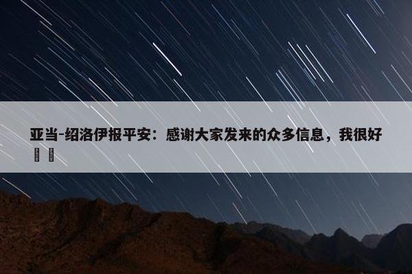 亚当-绍洛伊报平安：感谢大家发来的众多信息，我很好❤️