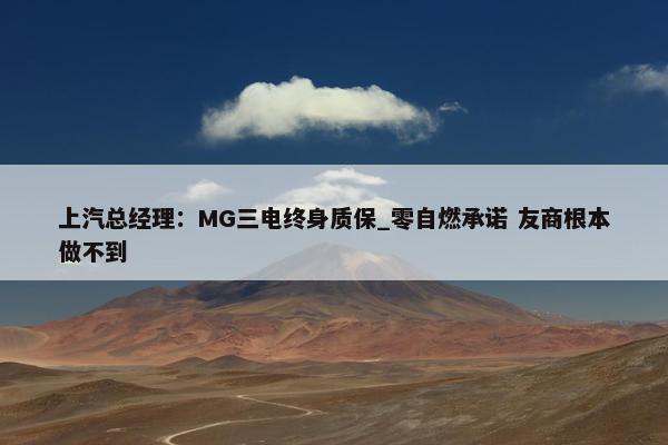 上汽总经理：MG三电终身质保_零自燃承诺 友商根本做不到