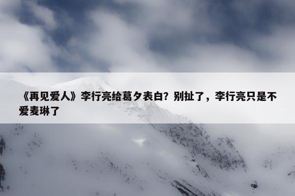 《再见爱人》李行亮给葛夕表白？别扯了，李行亮只是不爱麦琳了