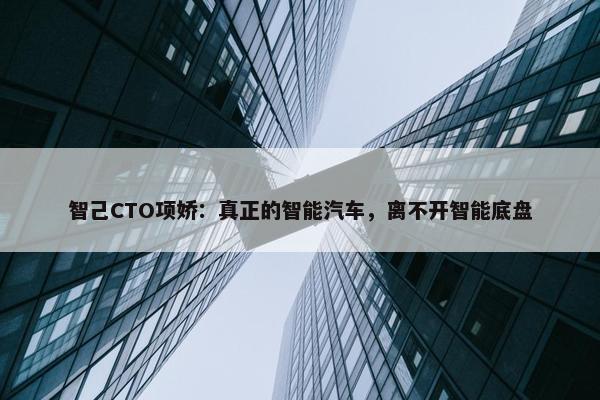 智己CTO项娇：真正的智能汽车，离不开智能底盘