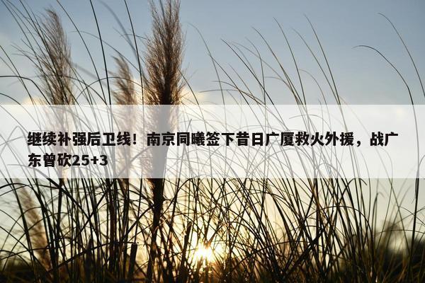 继续补强后卫线！南京同曦签下昔日广厦救火外援，战广东曾砍25+3