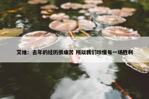 艾维：去年的经历很痛苦 所以我们珍惜每一场胜利