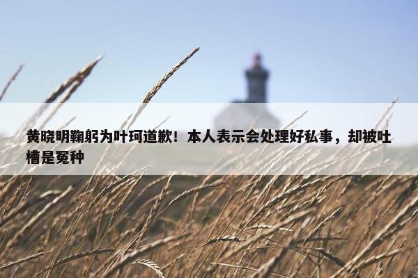 黄晓明鞠躬为叶珂道歉！本人表示会处理好私事，却被吐槽是冤种