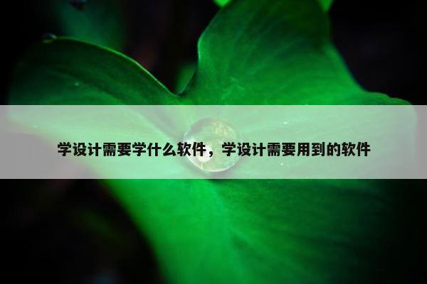 学设计需要学什么软件，学设计需要用到的软件