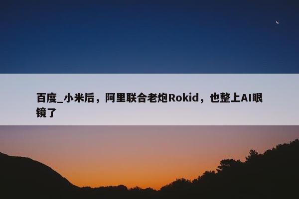 百度_小米后，阿里联合老炮Rokid，也整上AI眼镜了