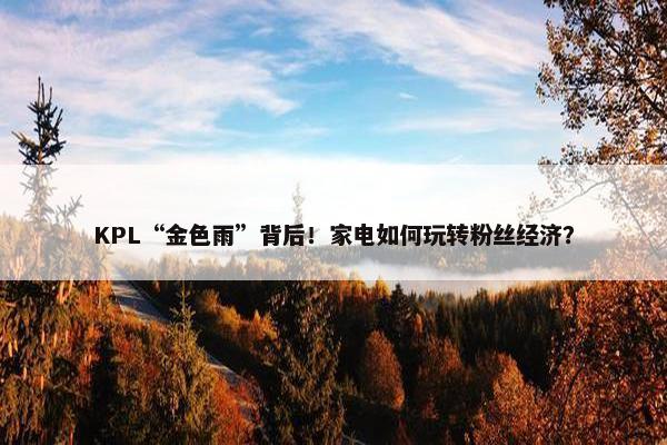 KPL“金色雨”背后！家电如何玩转粉丝经济？