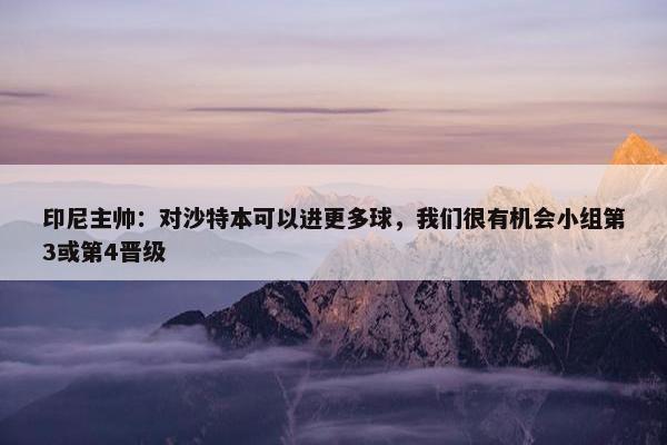 印尼主帅：对沙特本可以进更多球，我们很有机会小组第3或第4晋级