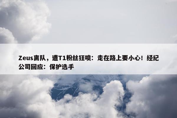 Zeus离队，遭T1粉丝狂喷：走在路上要小心！经纪公司回应：保护选手