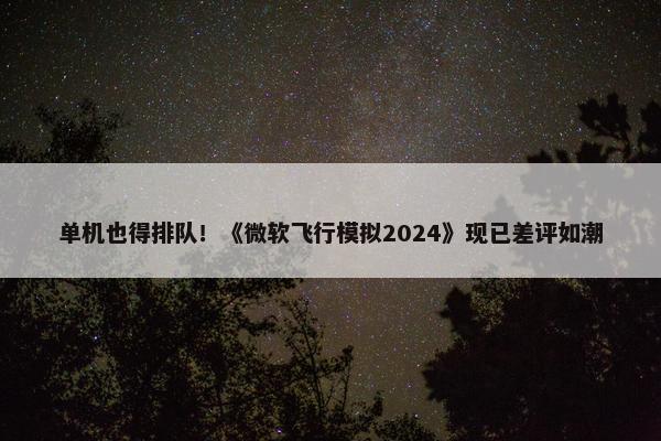 单机也得排队！《微软飞行模拟2024》现已差评如潮