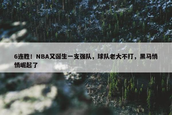 6连胜！NBA又诞生一支强队，球队老大不打，黑马悄悄崛起了