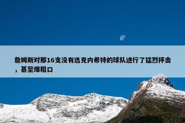 詹姆斯对那16支没有选克内希特的球队进行了猛烈抨击，甚至爆粗口