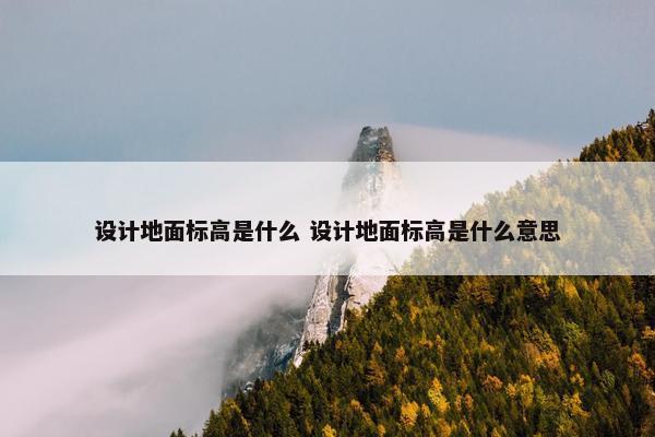 设计地面标高是什么 设计地面标高是什么意思