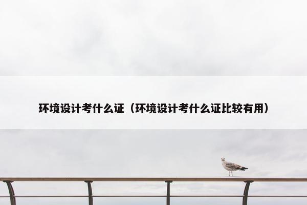 环境设计考什么证（环境设计考什么证比较有用）