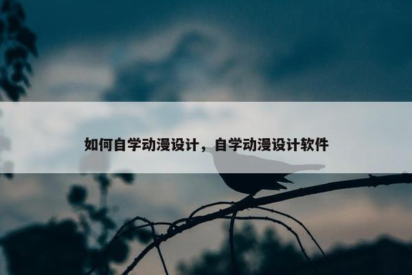 如何自学动漫设计，自学动漫设计软件