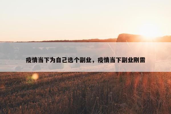 疫情当下为自己选个副业，疫情当下副业刚需