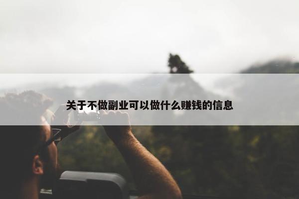 关于不做副业可以做什么赚钱的信息