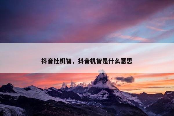 抖音杜机智，抖音机智是什么意思