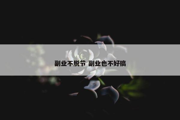 副业不脱节 副业也不好搞