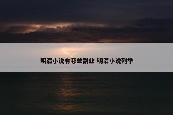 明清小说有哪些副业 明清小说列举