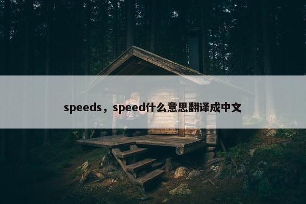 speeds，speed什么意思翻译成中文