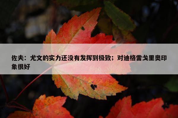 佐夫：尤文的实力还没有发挥到极致；对迪格雷戈里奥印象很好