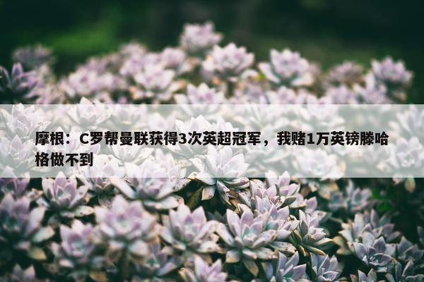 摩根：C罗帮曼联获得3次英超冠军，我赌1万英镑滕哈格做不到