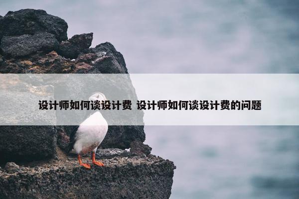 设计师如何谈设计费 设计师如何谈设计费的问题