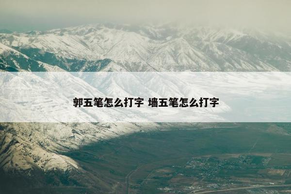 郭五笔怎么打字 墙五笔怎么打字