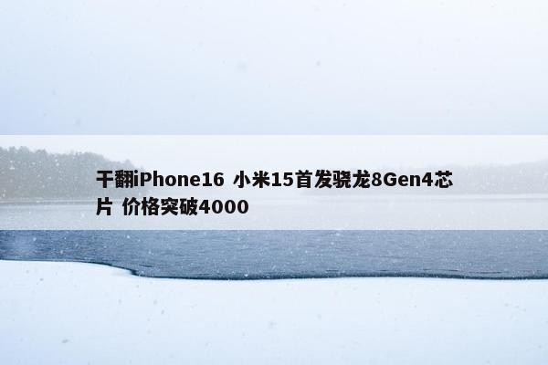 干翻iPhone16 小米15首发骁龙8Gen4芯片 价格突破4000